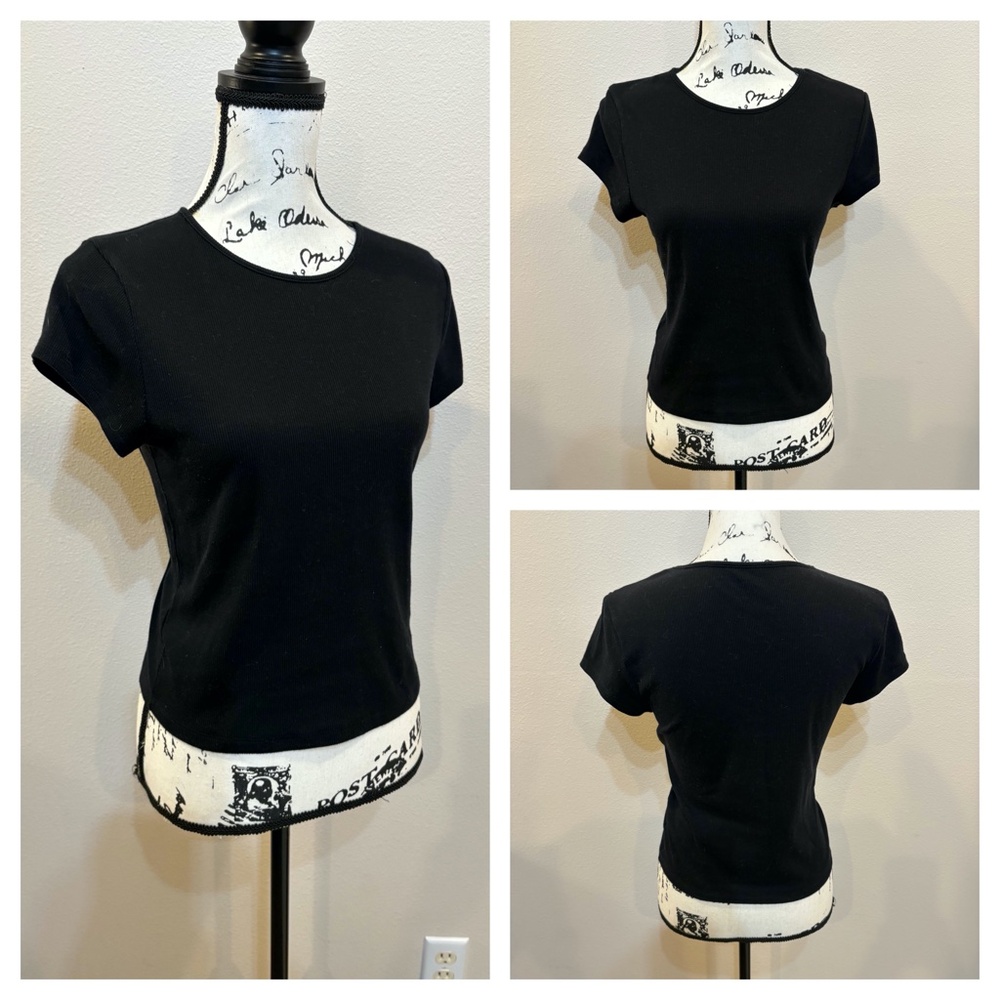 American Eagle AE Hey Baby Ribbed Tee Classic T Shirt Soft Black size Large